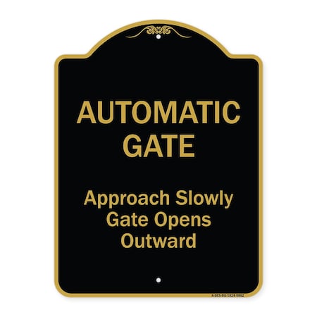 Signmission Designer Series-Automatic Gate Approach Slowly Gate Opens, 24" x 18", BG-1824-9862 A-DES-BG-1824-9862